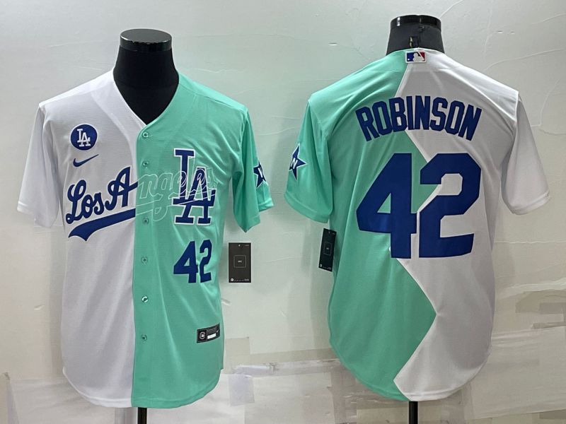 Men Los Angeles Dodgers 42 Robinson green white Nike 2022 MLB Jerseys